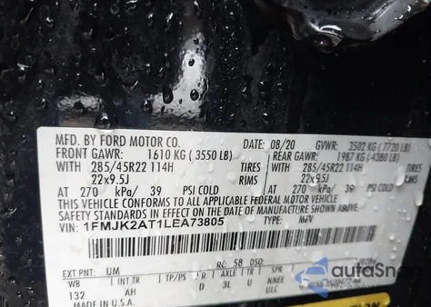 2020 Ford Expedition Limited Max from USA, damaged, VIN 1FMJK2AT1LEA73805
